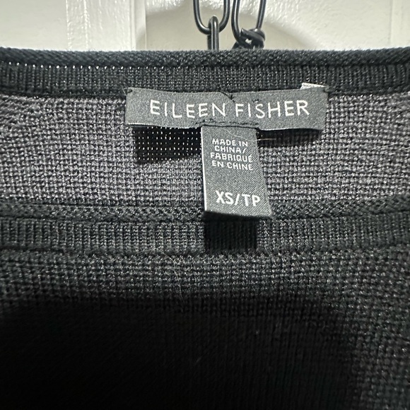 Eileen Fisher Gray Black Striped Silk Organic Cotton Box-Top Sweater Size XS - Picture 4 of 6